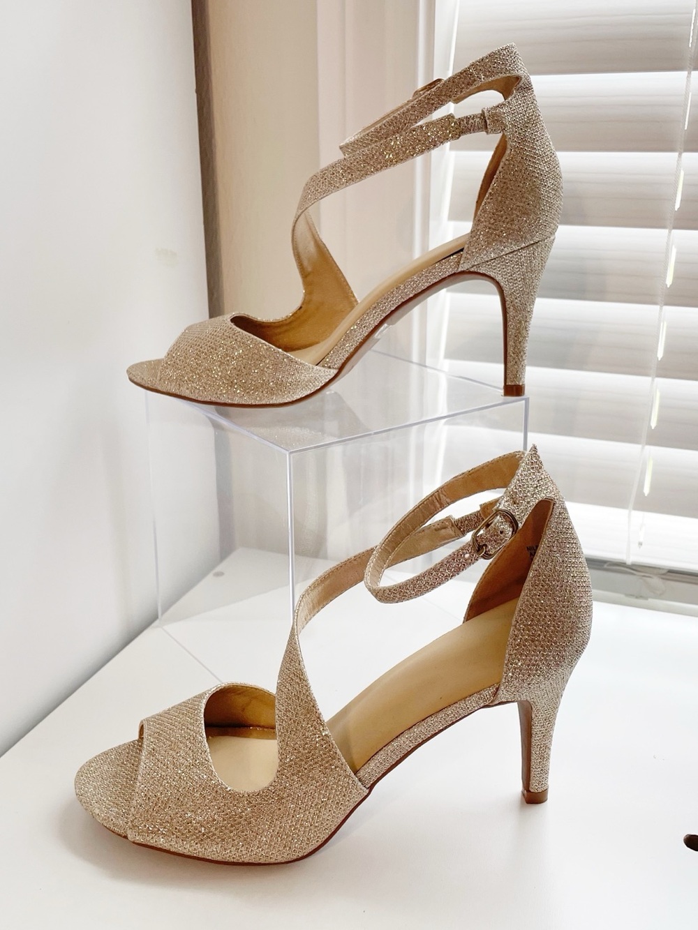 Dream Pairs Women's Strappy Open-Toe Heels in Champagne - Picture 2 of 12